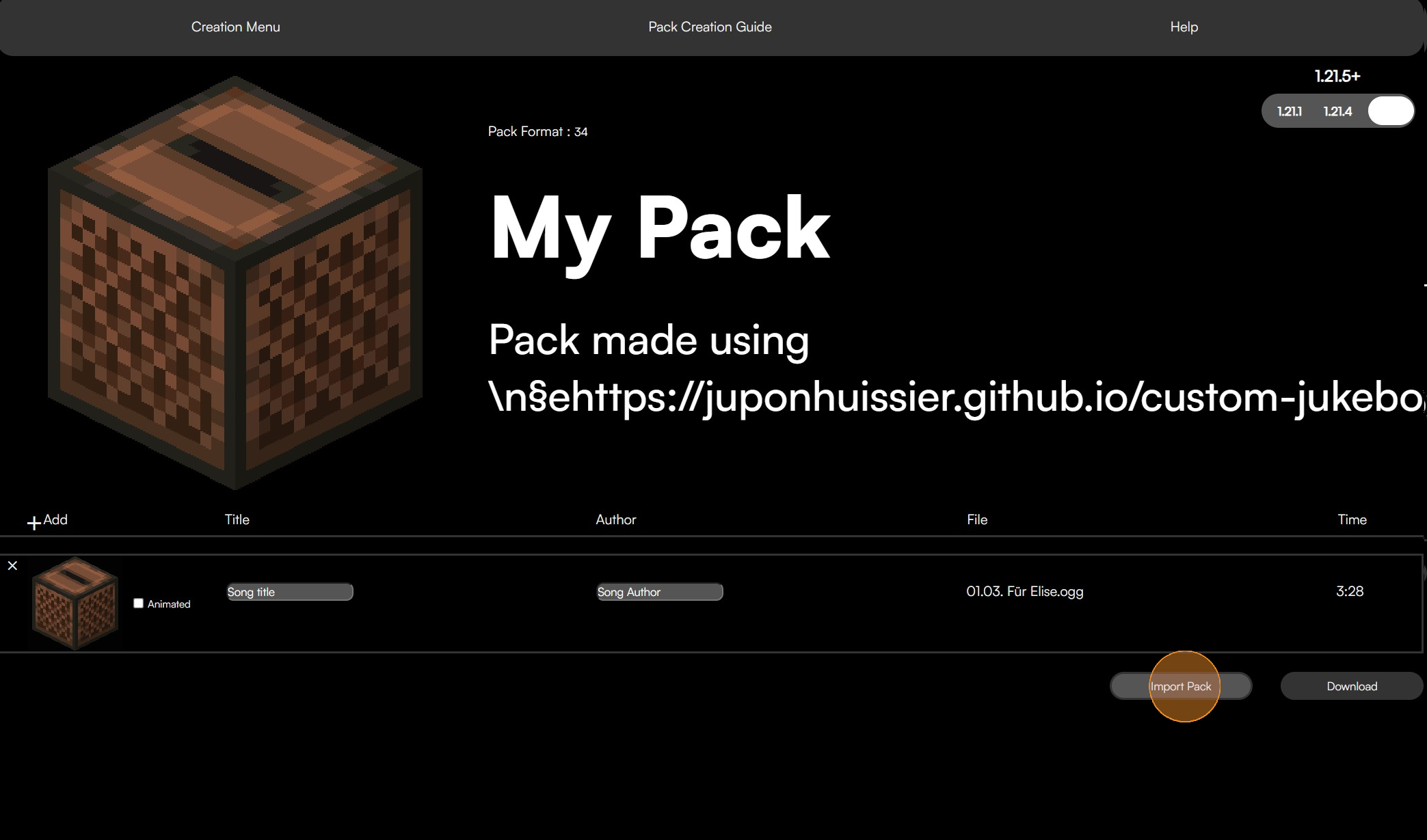 Step 1 importing pack