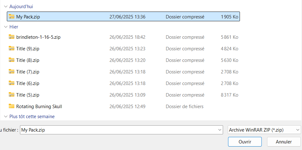Step 2 importing pack
